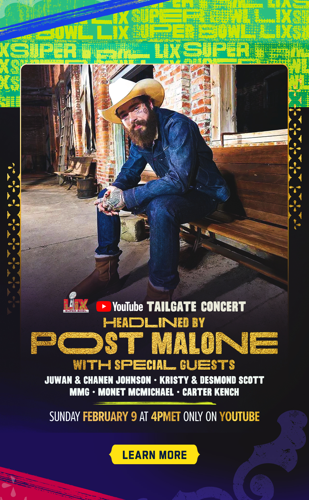 SBLIX YouTube Tailgate Concert Headlined By Post Malone - Learn More