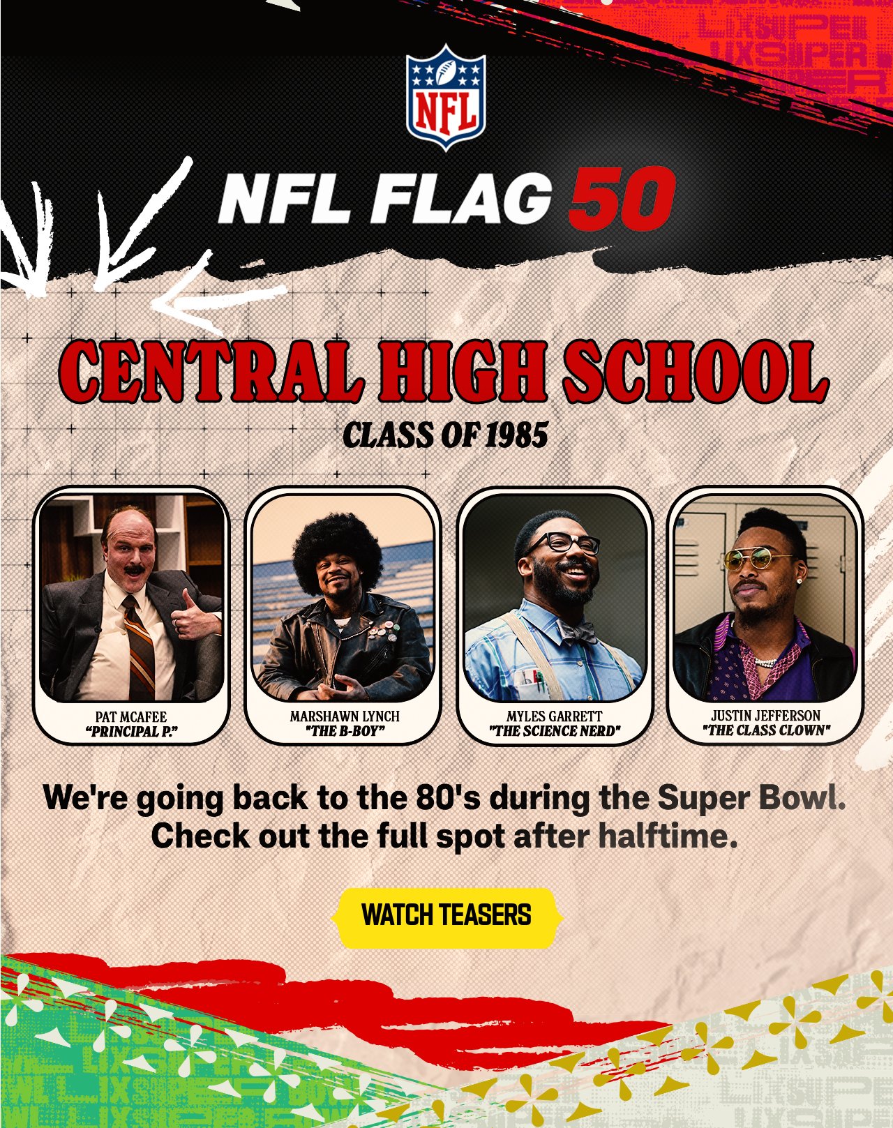 We're going back to the 80's during the Super Bowl. Check out the full spot after halftime. - Watch Teasers