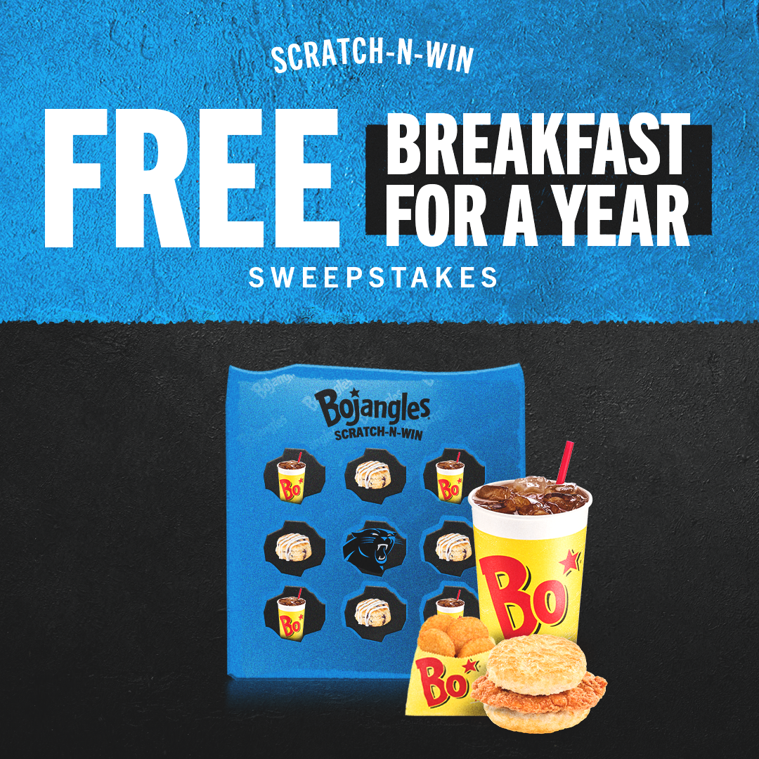 Free breakfast for a year sweepstakes, presented by Bojangles.