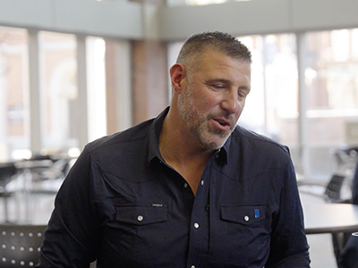 Mike Vrabel speaking to the camera.