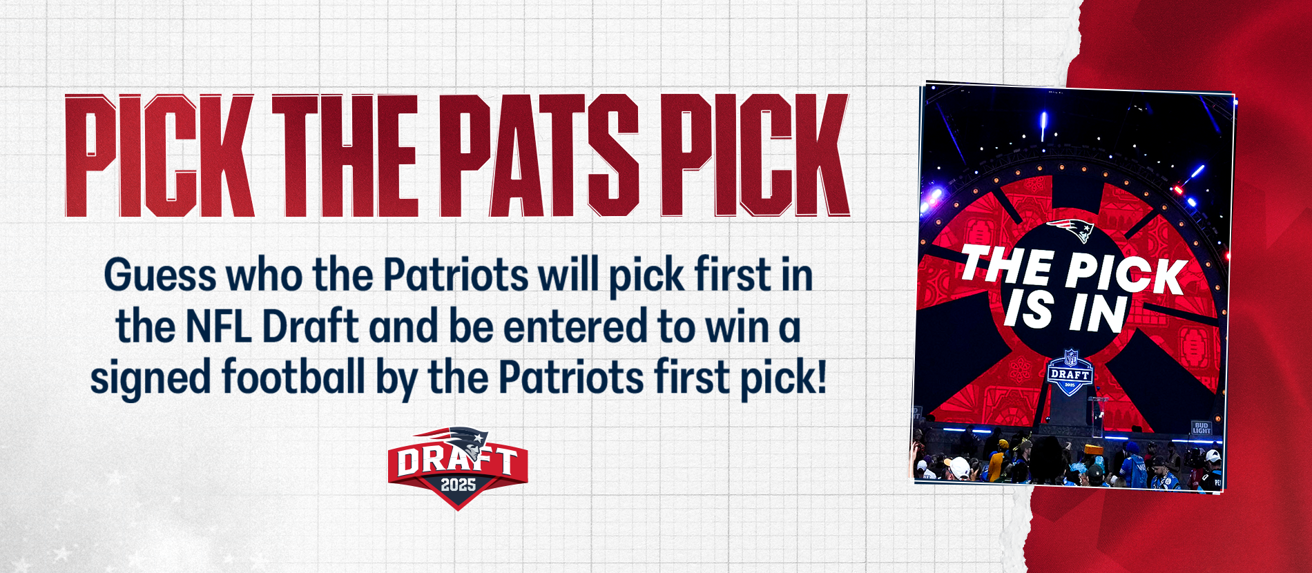 Guess who the Patriots will pick first in the NFL Draft and be entered to win a signed football.
