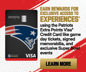 Earn rewards for exclusive access to experiences using the Patriots extra points Visa Credit Card.