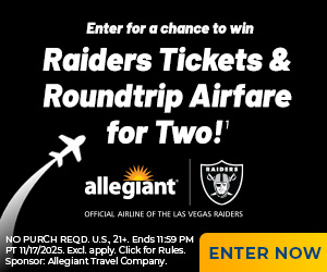 Enter for a chance to win Raiders Tickets & Roundtrip Airfare for Two | Allegiant