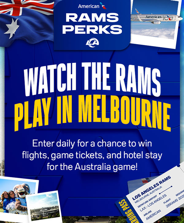 Enter daily for a chance to win flights, game tickets, and hotel stay for the Australia game!