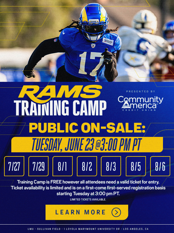 Rams Training Camp Public On-Sale Tuesday, June 23 @ 3:00pm PT