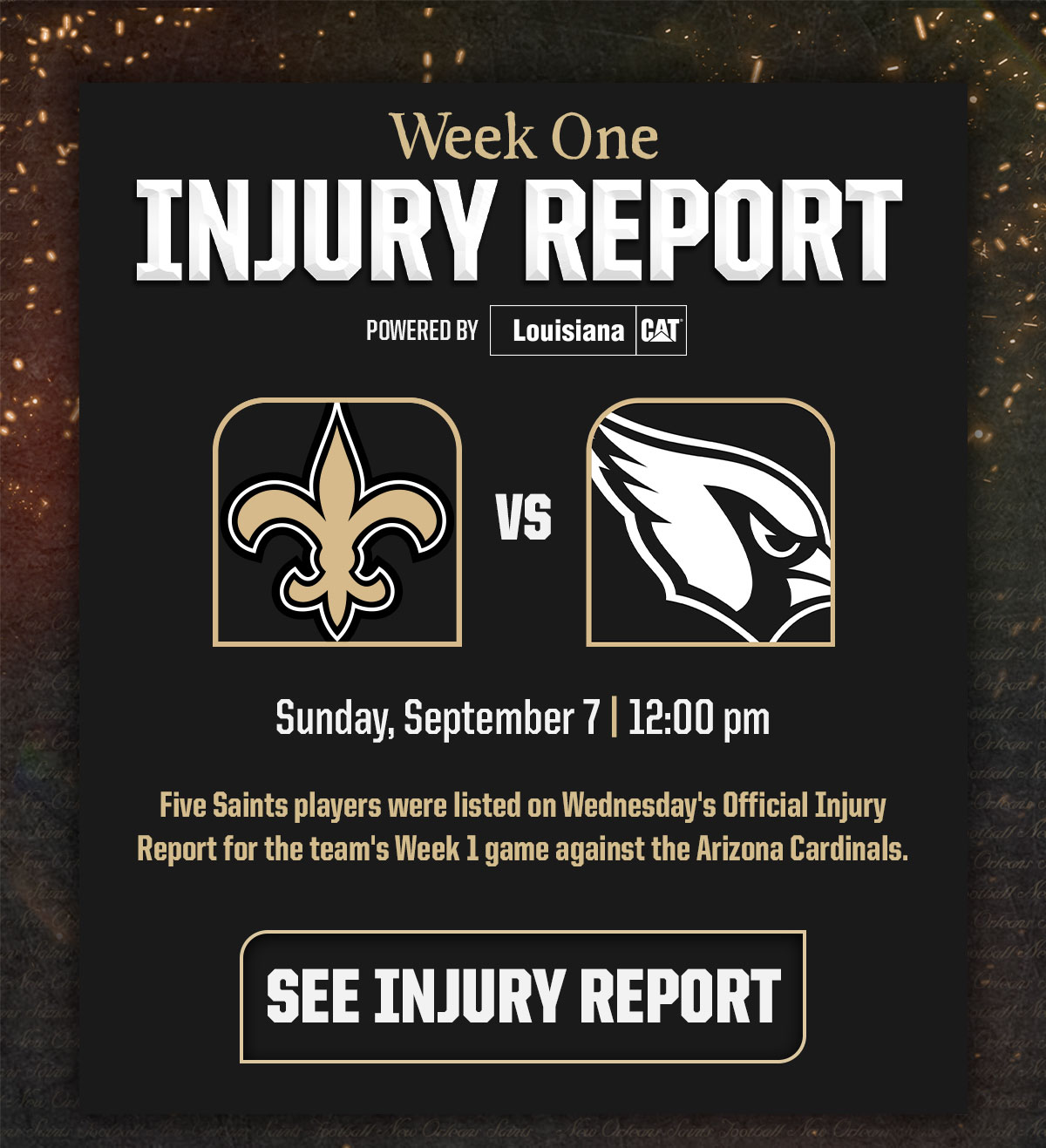 Saints Week One Injury Report
