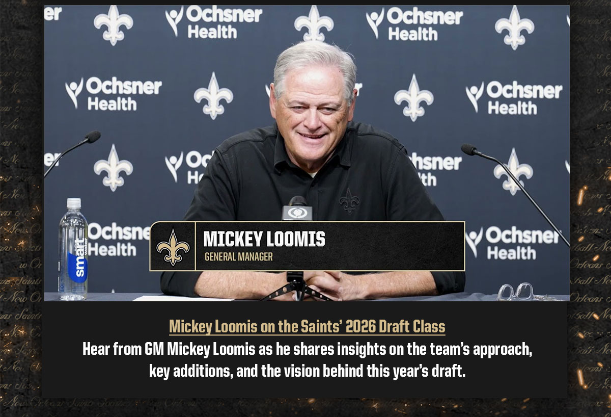Mickey Loomis on the Saints' 2026 Draft Class. Hear from GM Mickey Loomis as he shares insights on the team's approach, key additions, and the vision behind this year's draft.