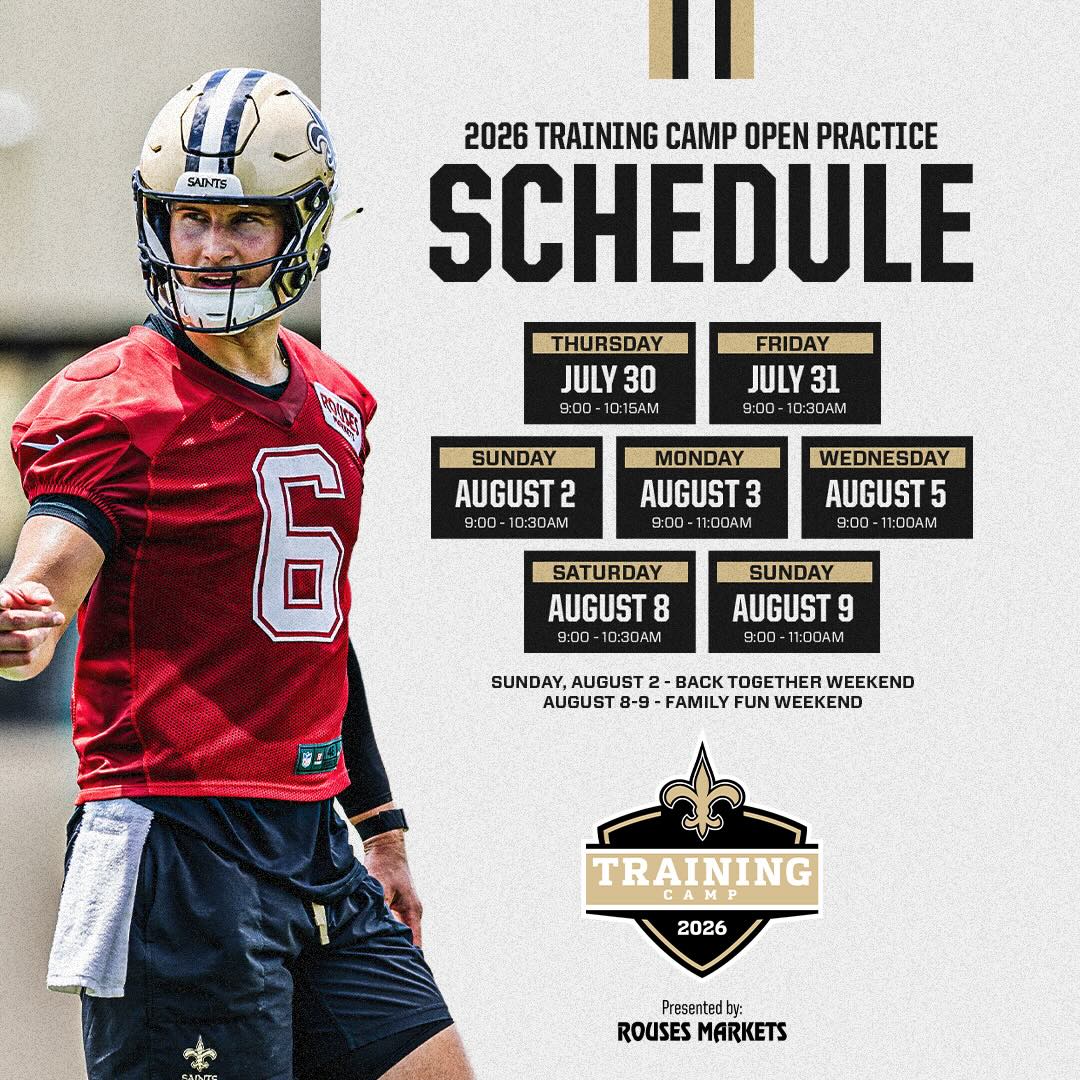 2026 Saints Training Camp Schedule