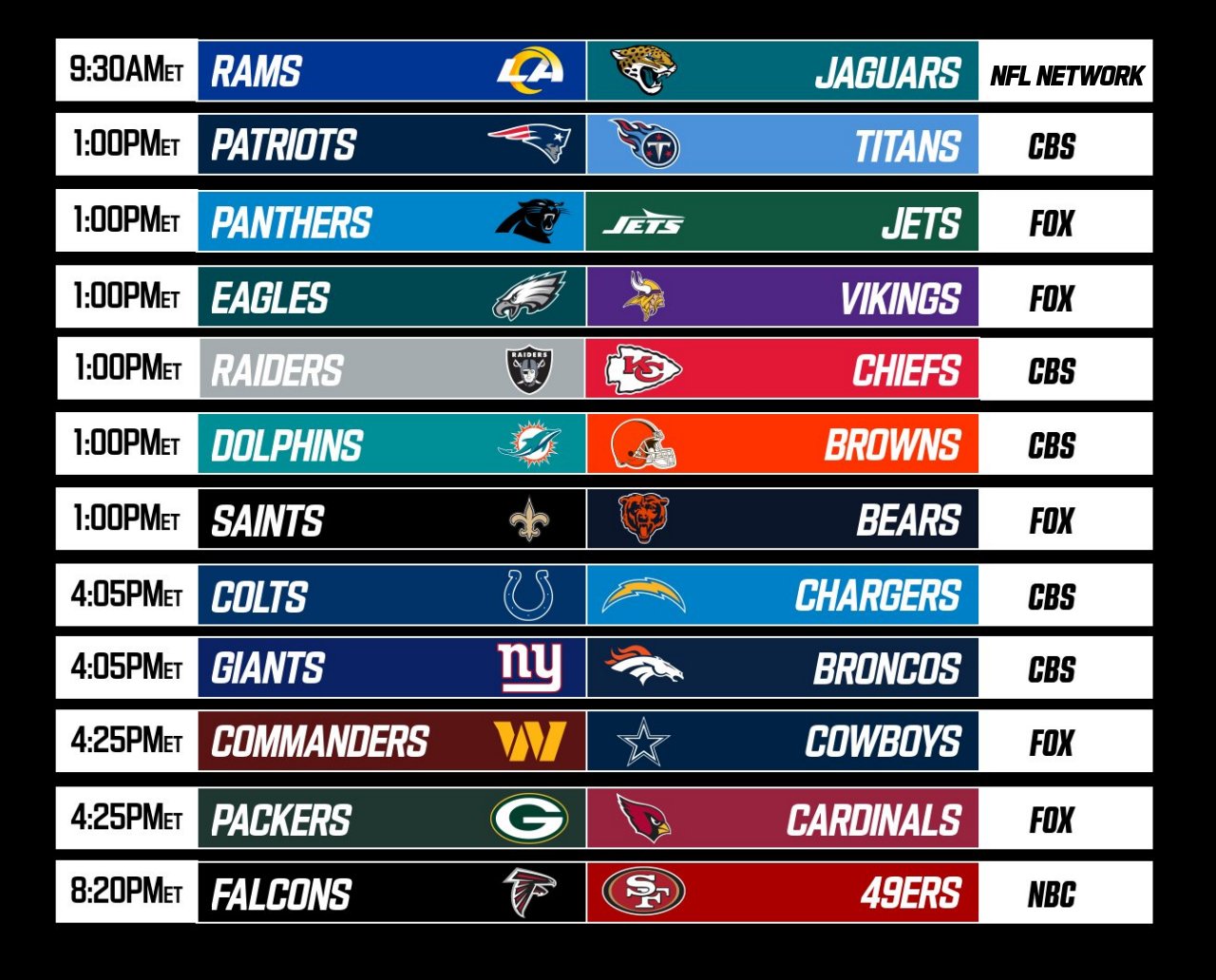 The Sunday Slate Full Schedule