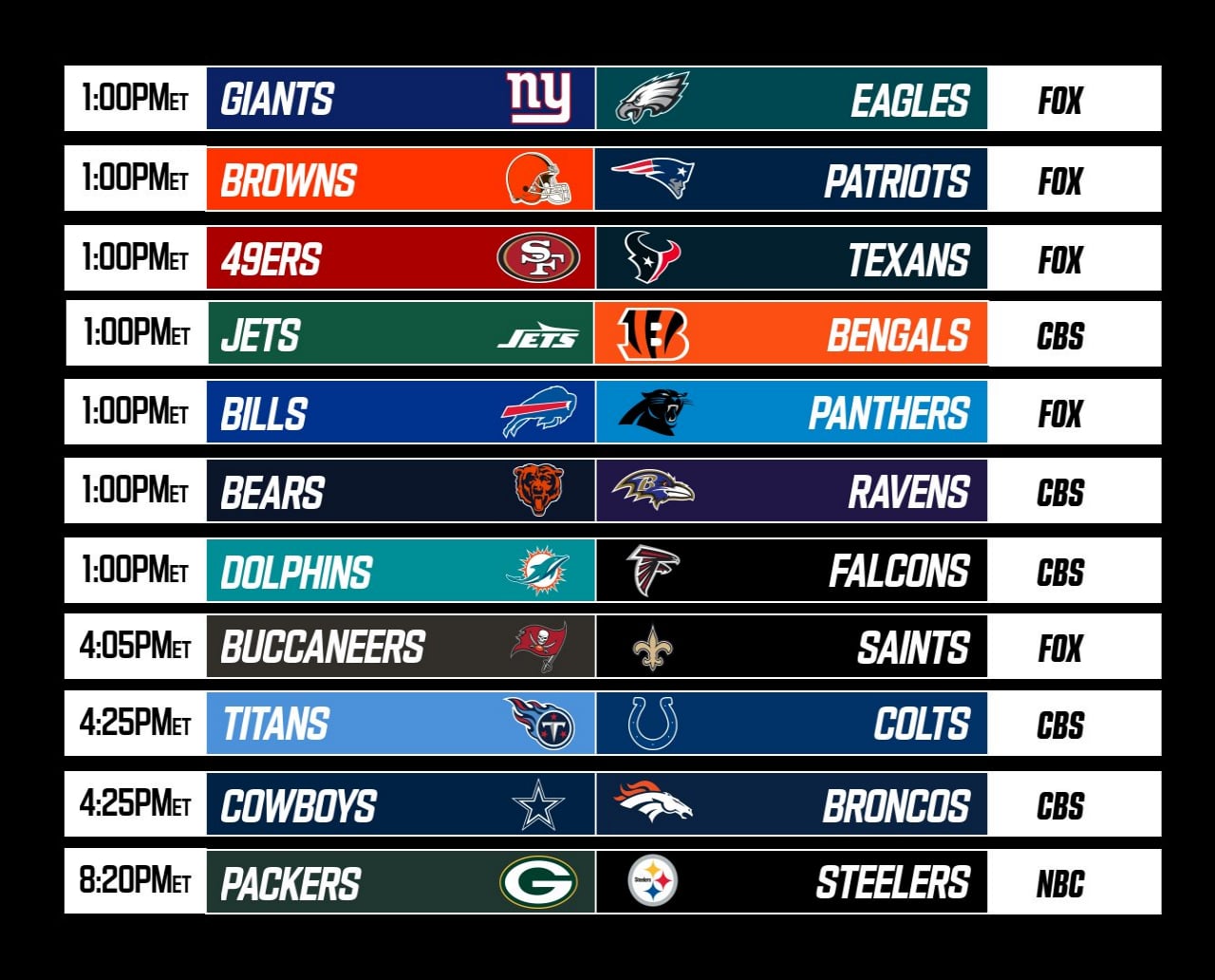 The Sunday Slate Full Schedule