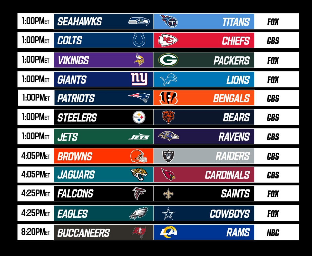 The Sunday Slate Full Schedule