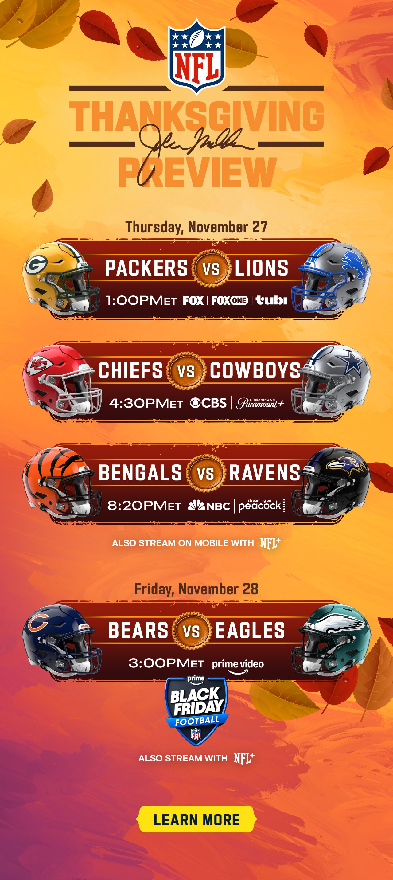 Thanksgiving Look Ahead Schedule