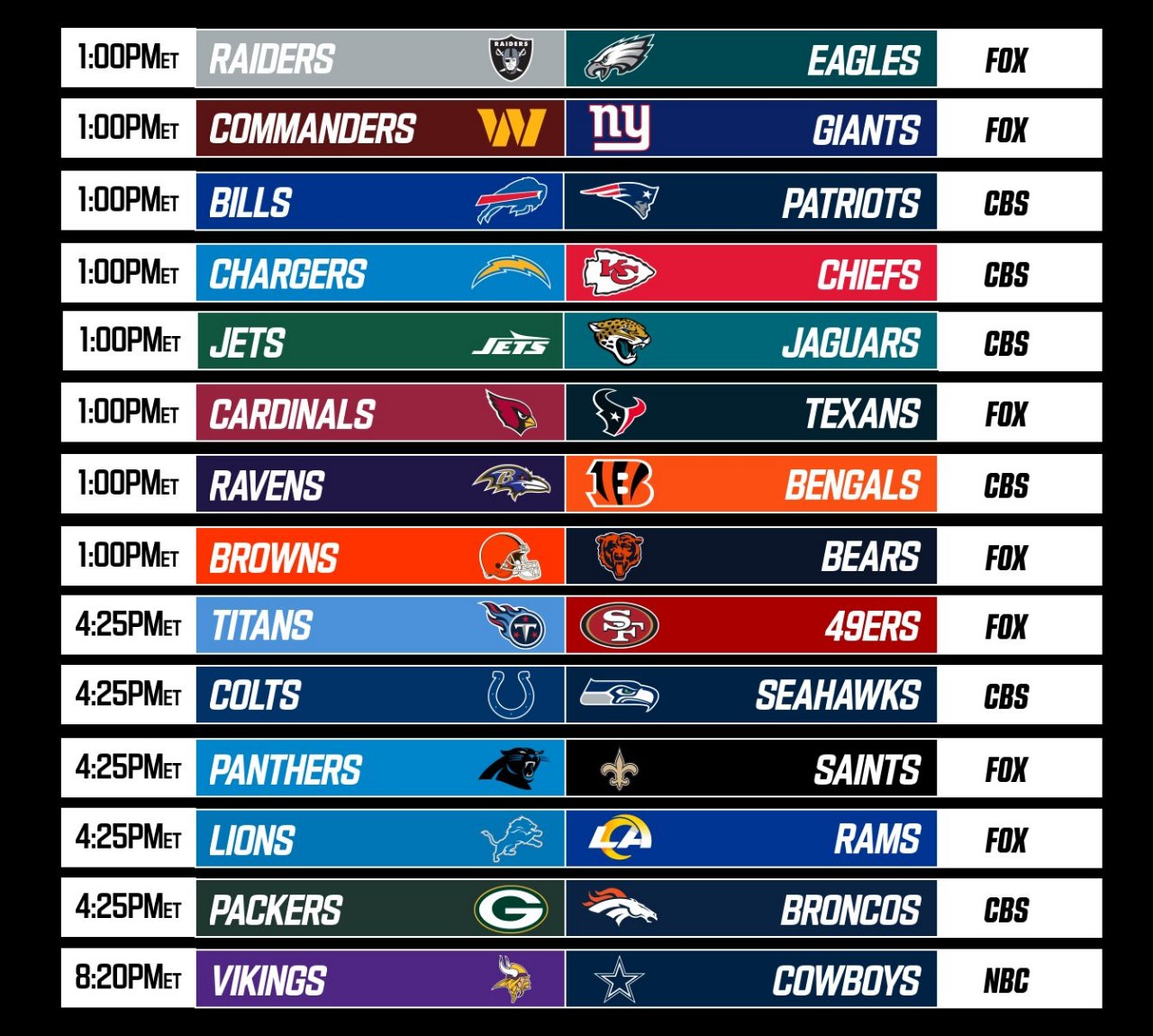 The Sunday Slate Full Schedule