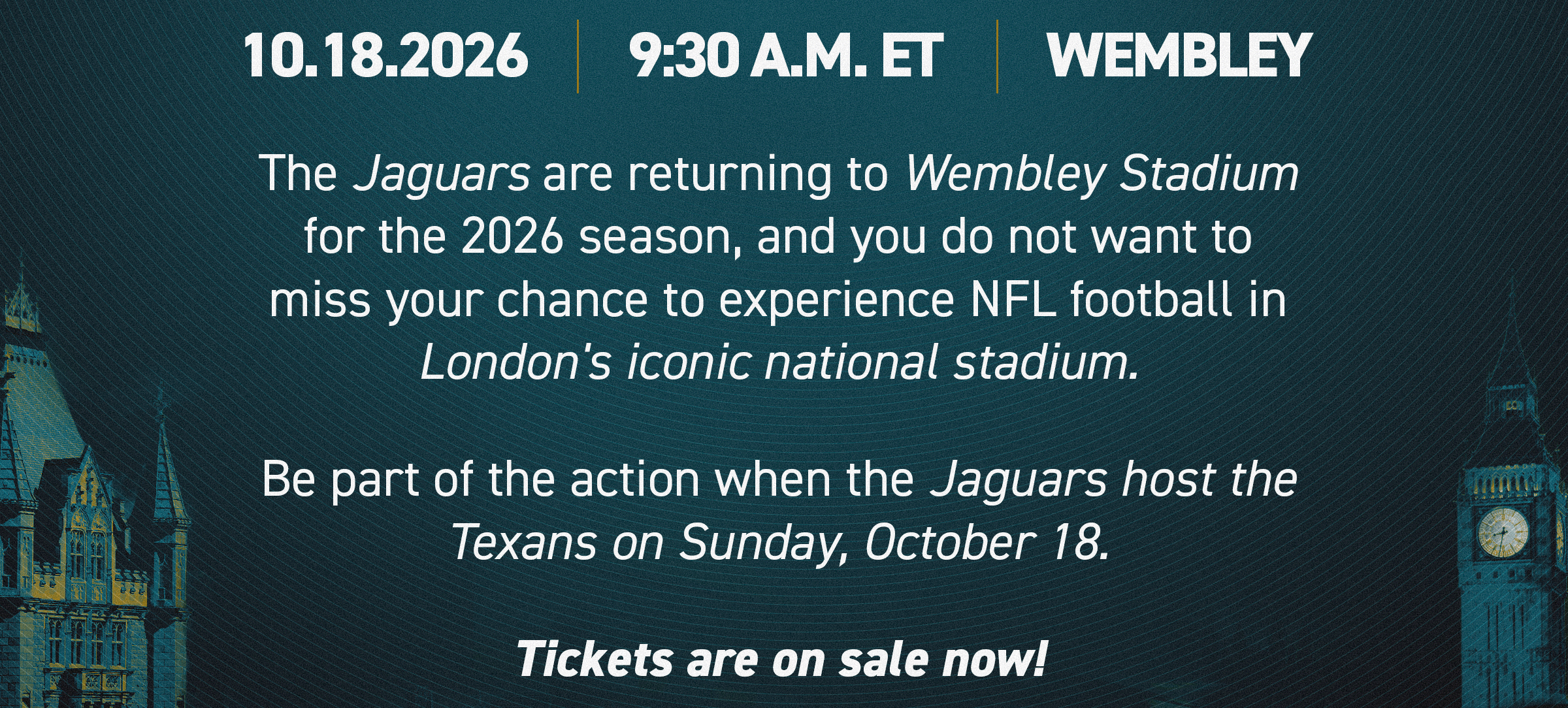 Texans vs. Jaguars at Wembley on Sunday, October 18