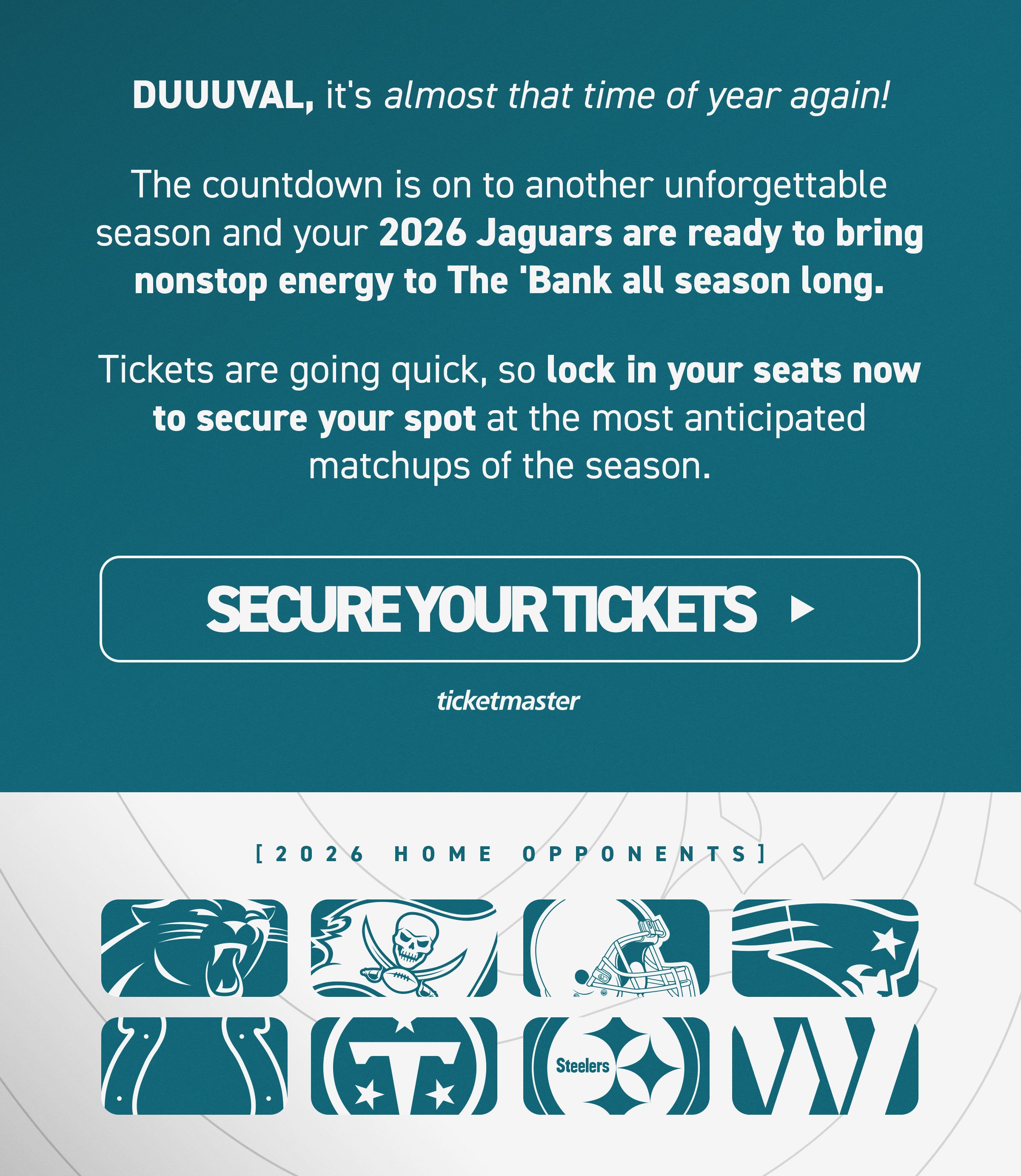 DUUUVAL, it's almost that time of year again! Secure your tickets.