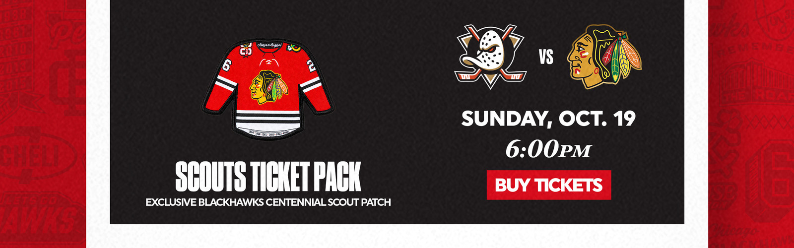 Scouts Ticket Pack - Exclusive Blackhawks Centennial Scout Patch