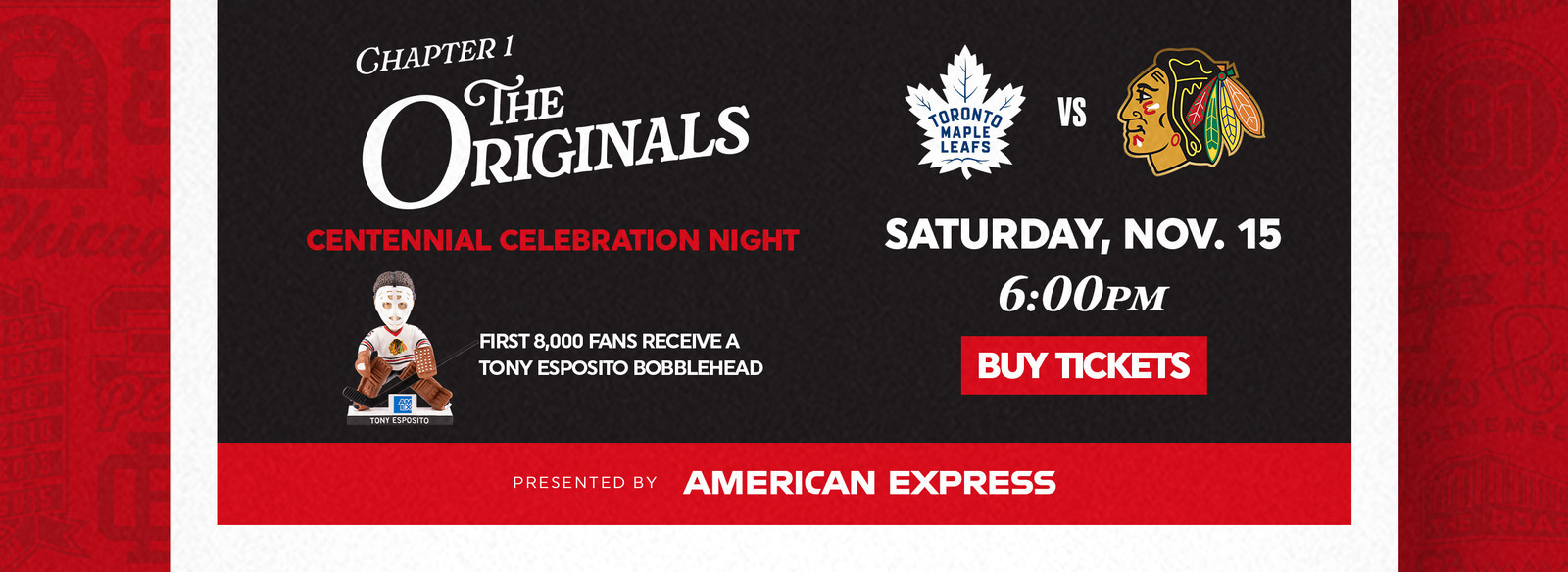 Blackhawks vs Toronto Nov 15