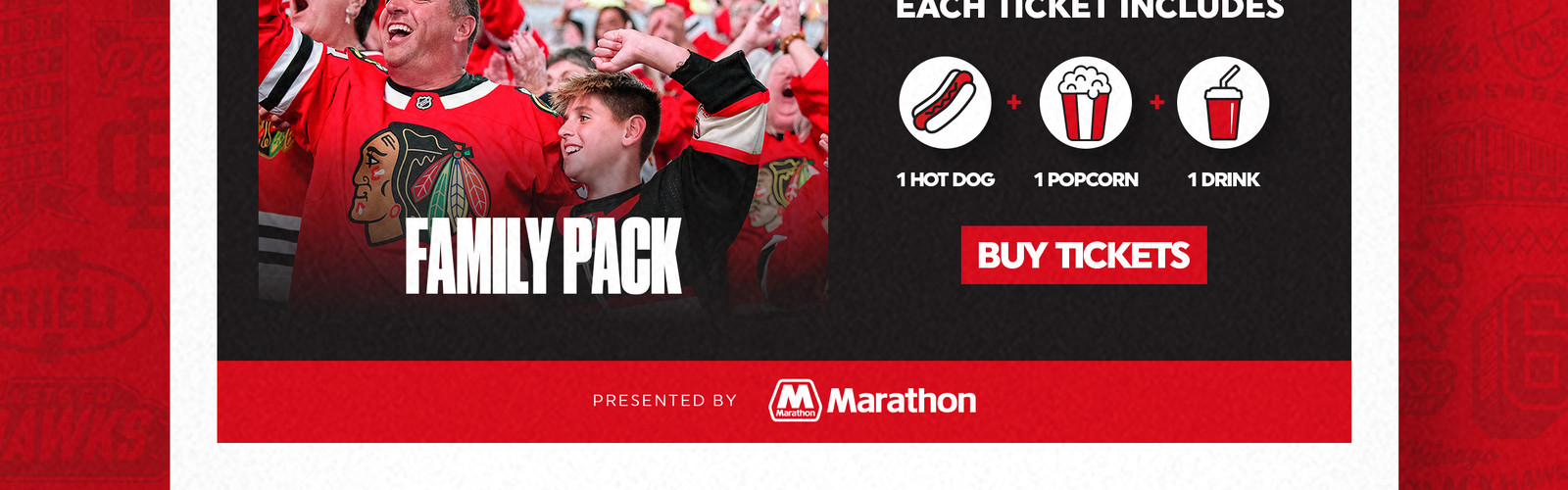 Family Pack - Each Ticket Includes 1 Hot Dog + 1 Popcorn + 1 Drink