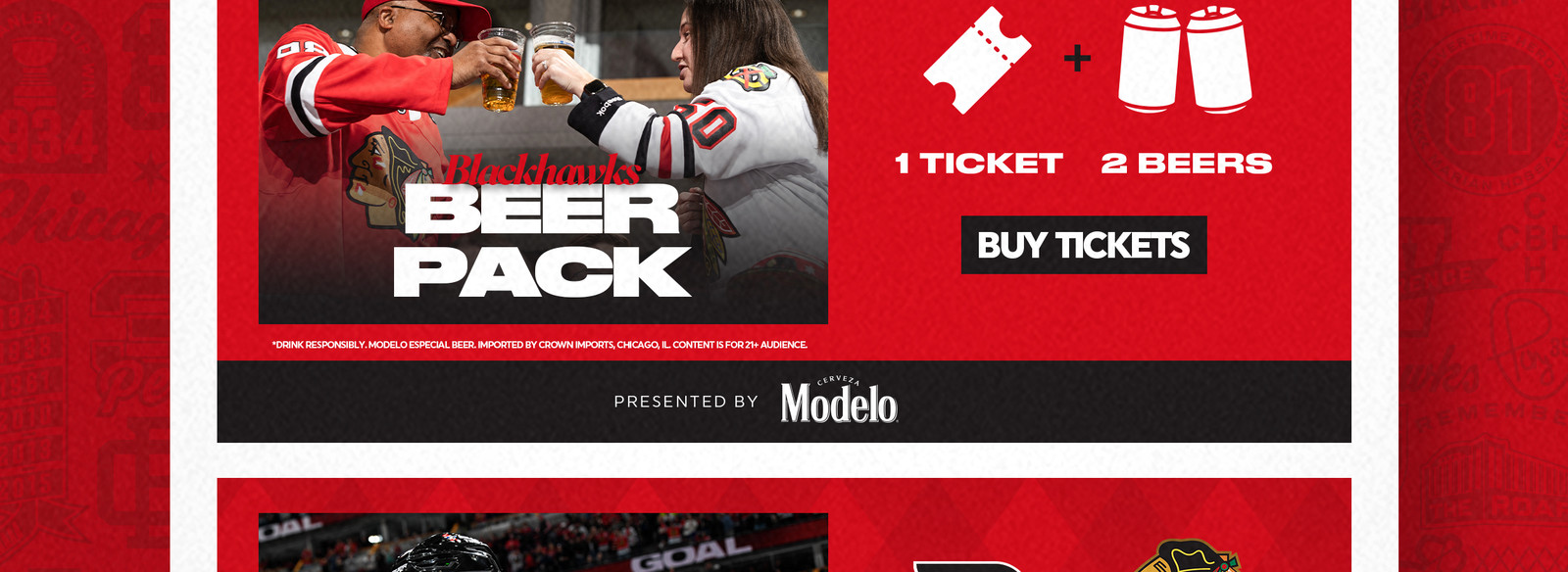 Blackhawks Beer Pack - 1 Ticket + 2 Beers