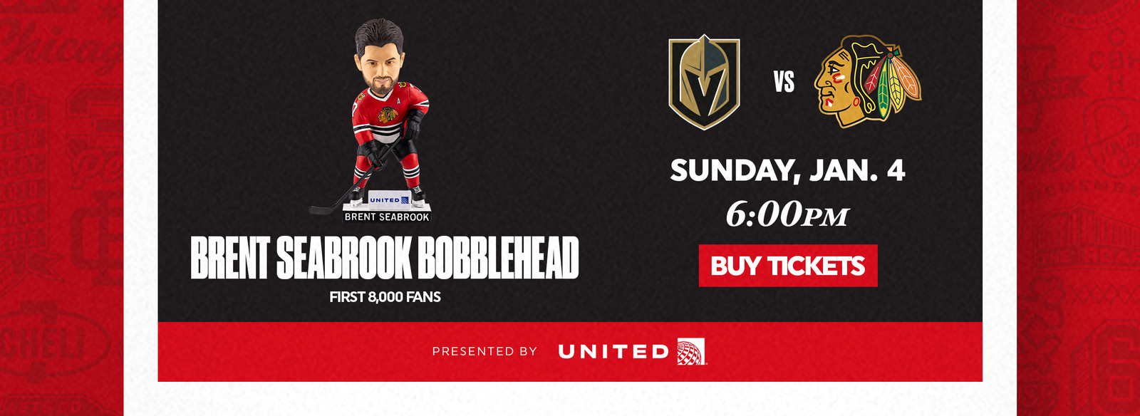 Brent Seabrook Bobblehead Giveaway - January 4 vs Vegas