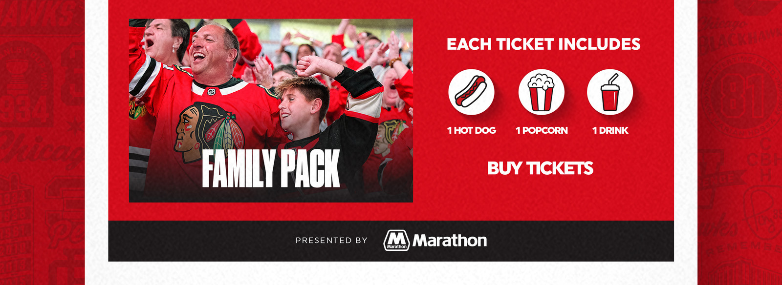 Family Pack - 1 Hot Dog + 1 Popcorn + 1 Drink
