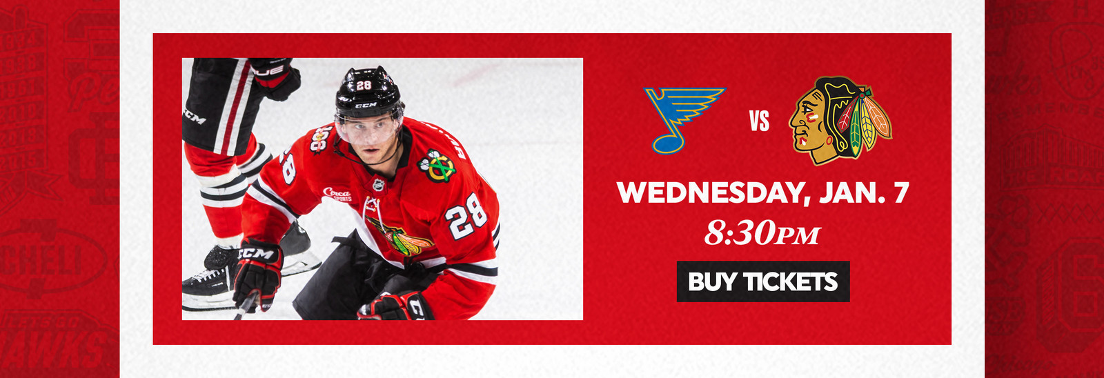 Blackhawks vs Blues - Wednesday, January 7 at 8:30pm