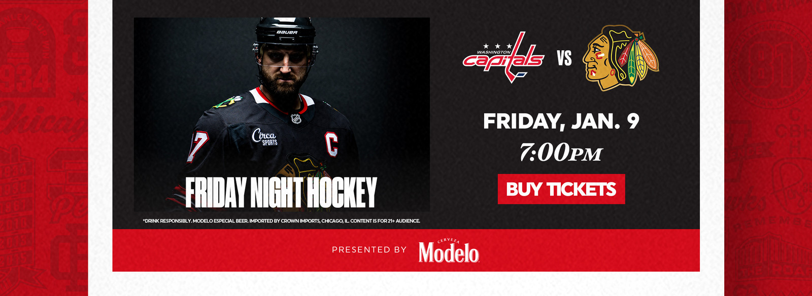 Friday Night Hockey - Blackhawks vs Capitals - Friday, January 9 at 7:00pm