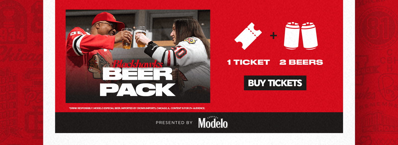 Blackhawks Beer Pack - 1 Ticket + 2 Beers