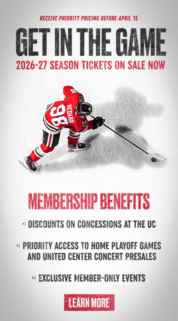 Blackhawks promote 2026-27 season tickets with membership benefits and priority pricing before April 15.