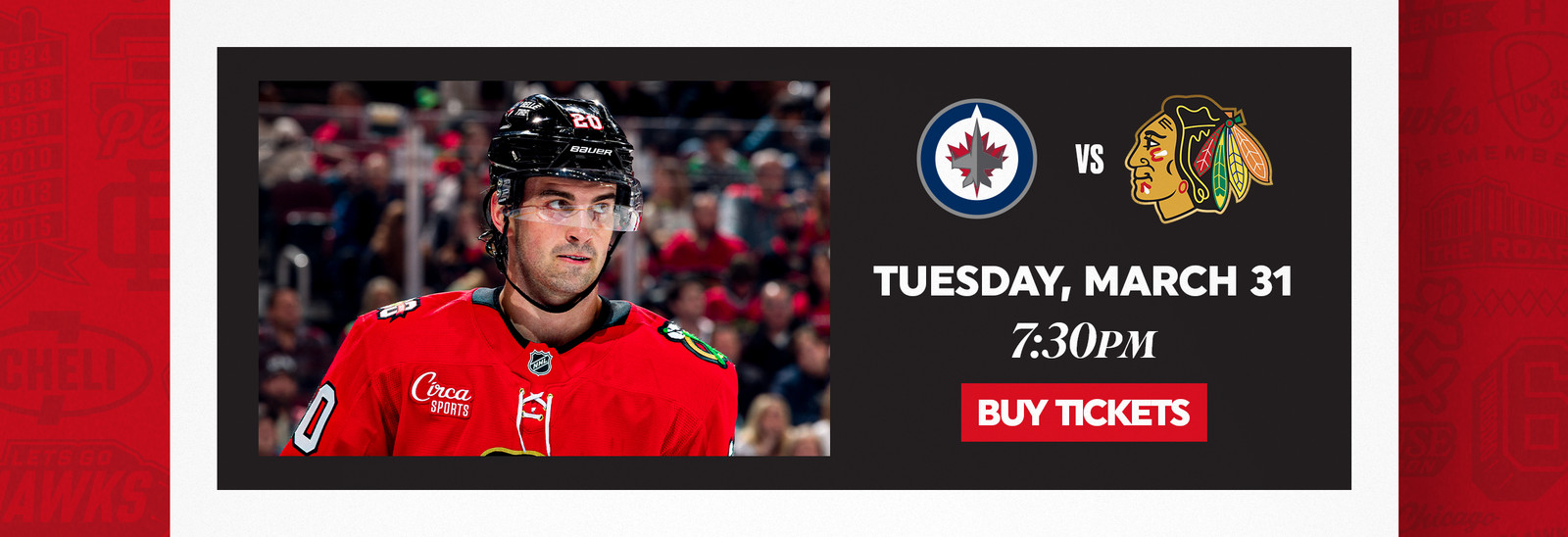 Hockey game on March 31 at 7:30 PM. Buy tickets.