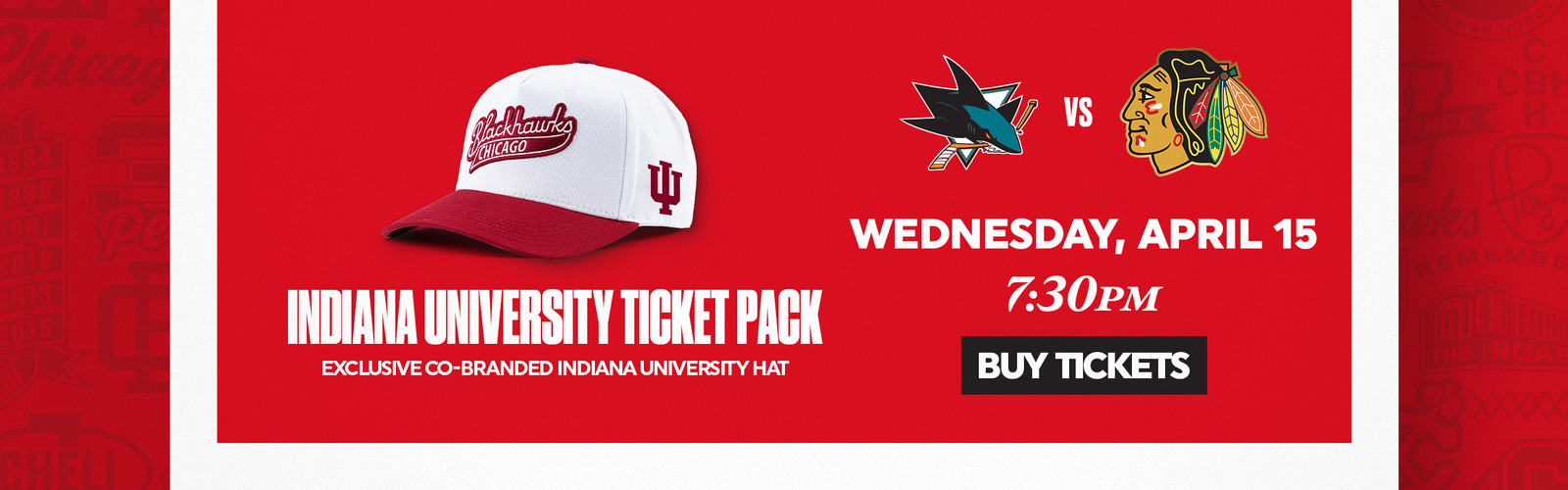 Indiana University ticket pack promo with co-branded hat and game details.