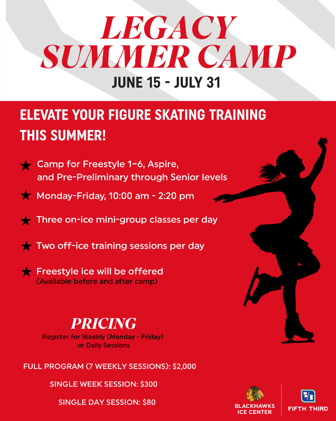 Legacy Summer Camp offers figure skating training from June 15 to July 31 at Blackhawks Ice Center.