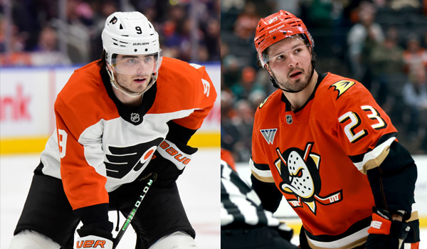 Anaheim Ducks forward Mason McTavish and Philadelphia Flyers defenseman Jamie Drysdale