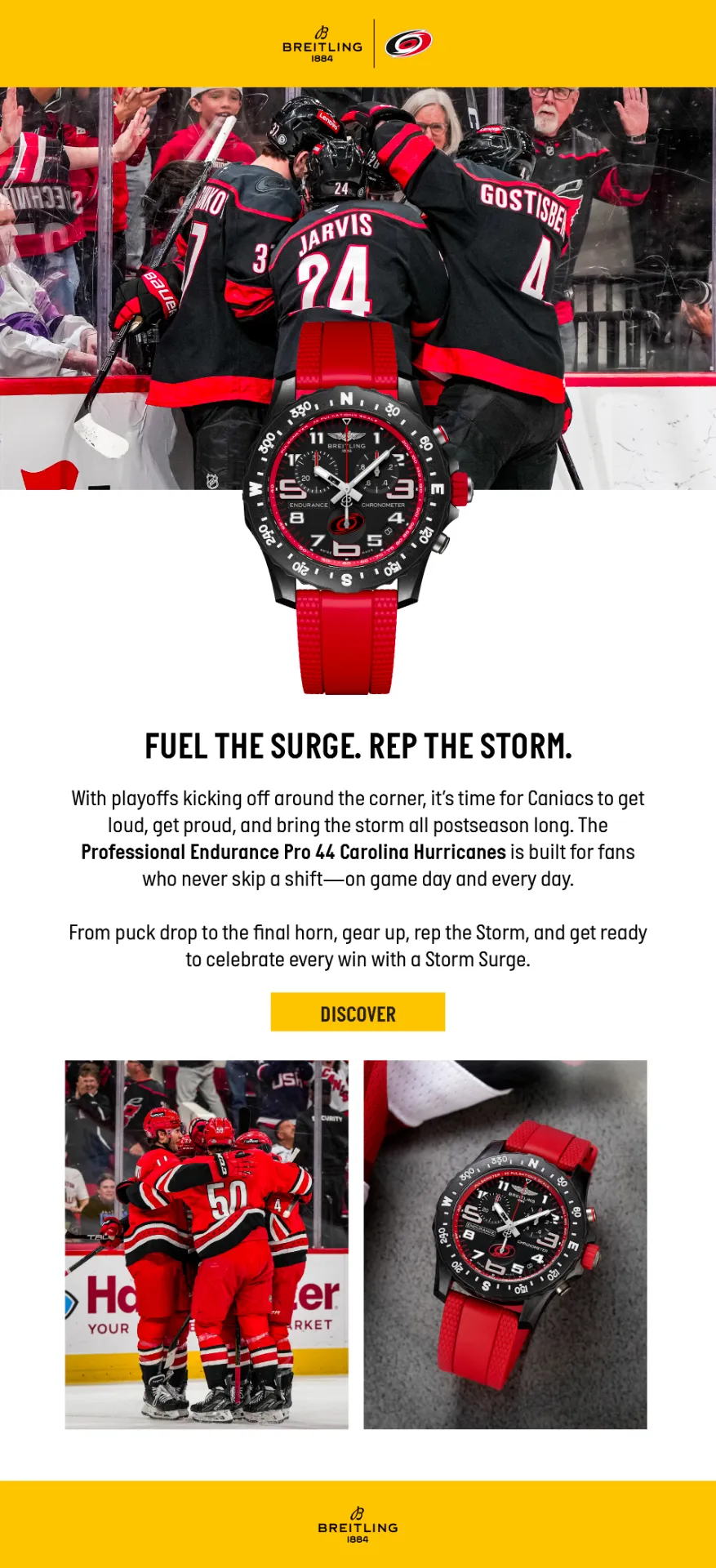Graphic advertising a Carolina Hurricanes Breitling watch