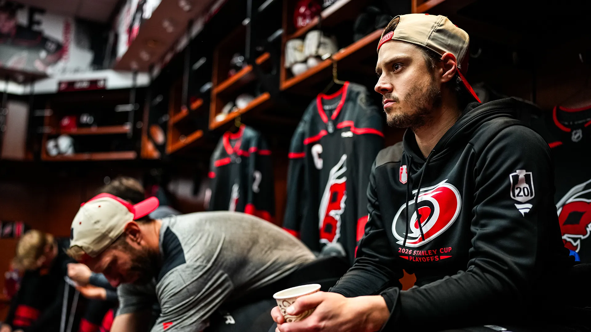 Sebastian Aho in the locker room
