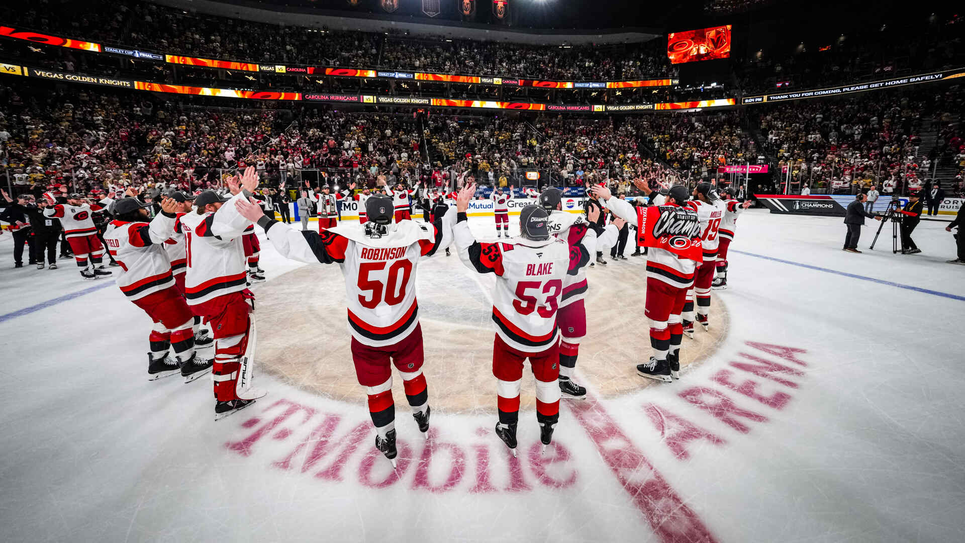 The Canes doing the Storm Surge celebration