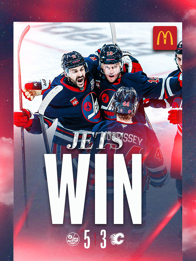 Jets Win. Jets 5, Flames 3