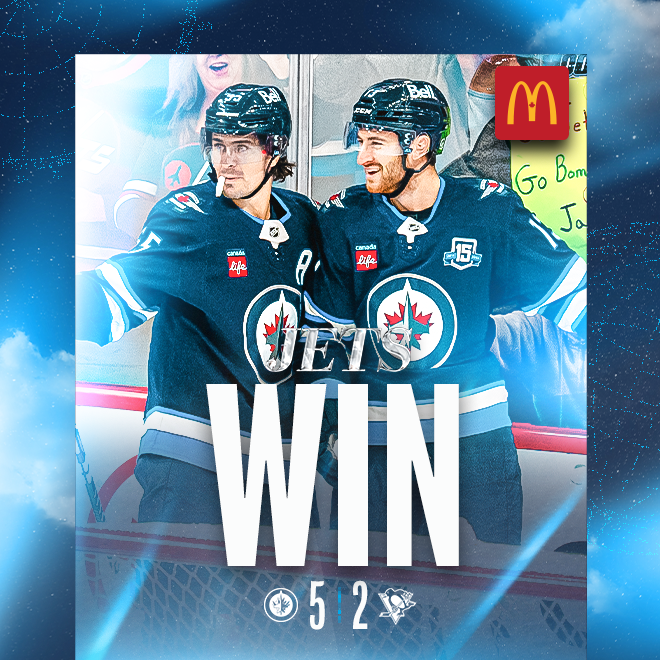 Jets Win. Jets 5, Penguins 2