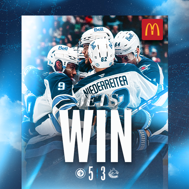 Jets Win. Jets 5, Canucks 3