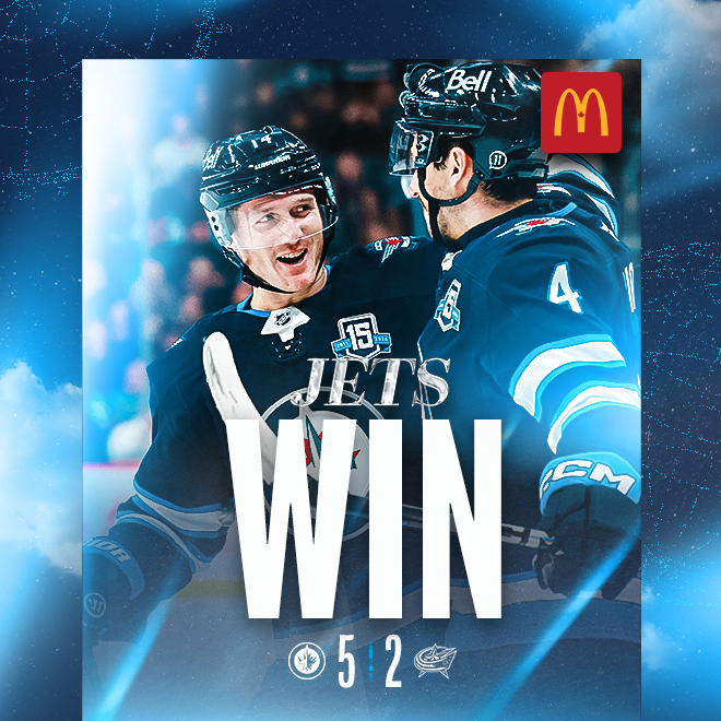 Jets Win. Jets 5, Blue Jackets 2