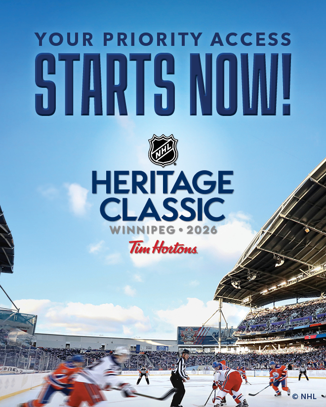 Your Priority Access Starts Now! NHL Heritage Classic. Winnipeg 2026. Tim Hortons