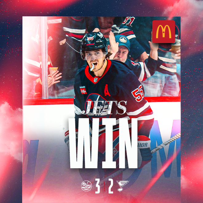 Jets Win. Jets 3, Blues 2.
