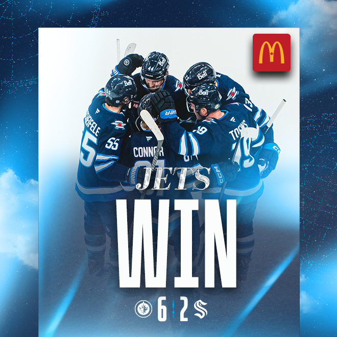 Jets win. Winnipeg jets 6, Seattle kraken 2.