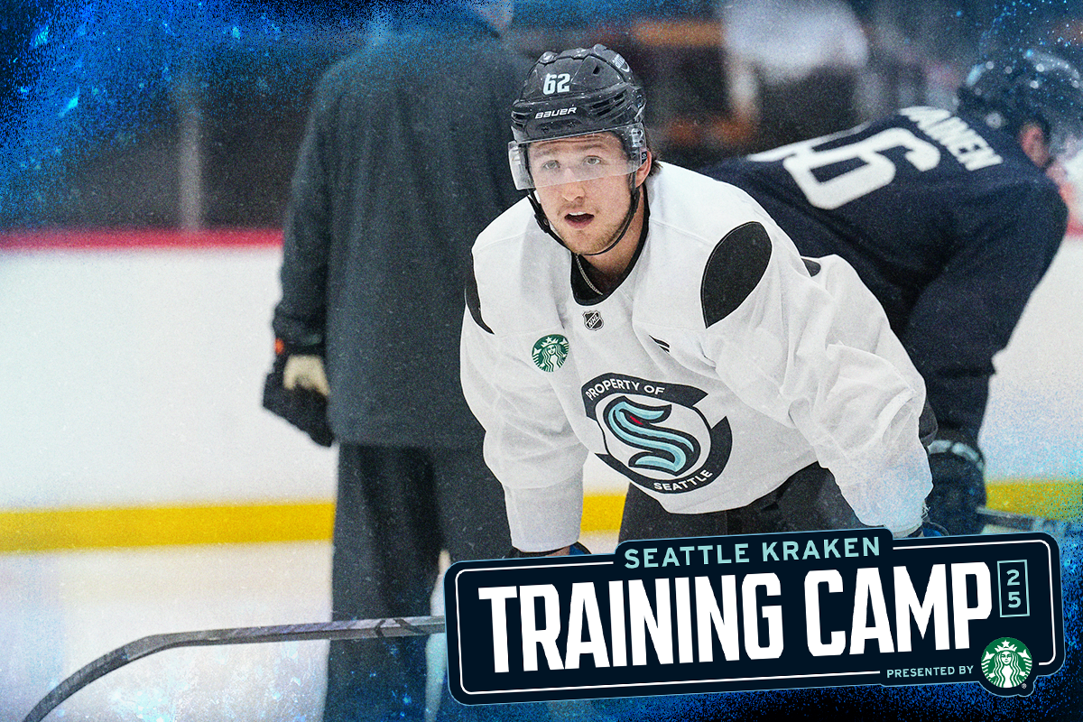 Brandon Montour on ice for training camp presented by Starbucks
