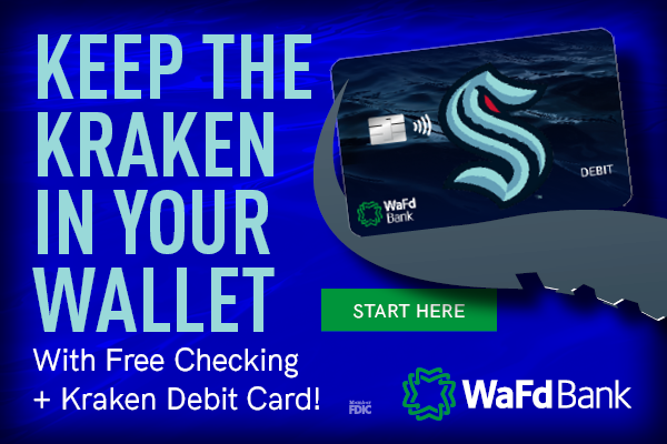 WaFd graphic saying Keep the Kraken in your wallet with free checking