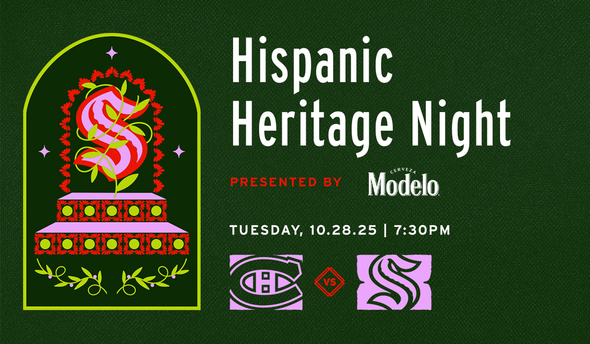 Hispanic Heritage Night presented by Modelo with Kraken inspired graphic tuesday October 28,2025 against the Montreal Canadiens