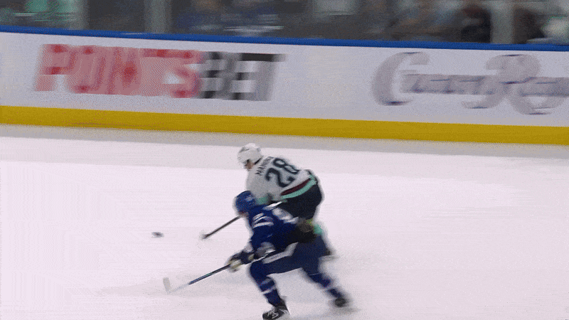 Josh Mahura scoring overtime goal against the Maple Leafs