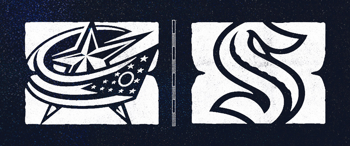 Matchup graphic of Blue Jackets vs Kraken