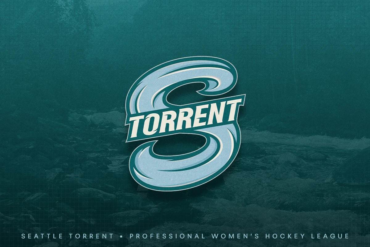 New Seattle Torrent logo with a photo of a river in the background