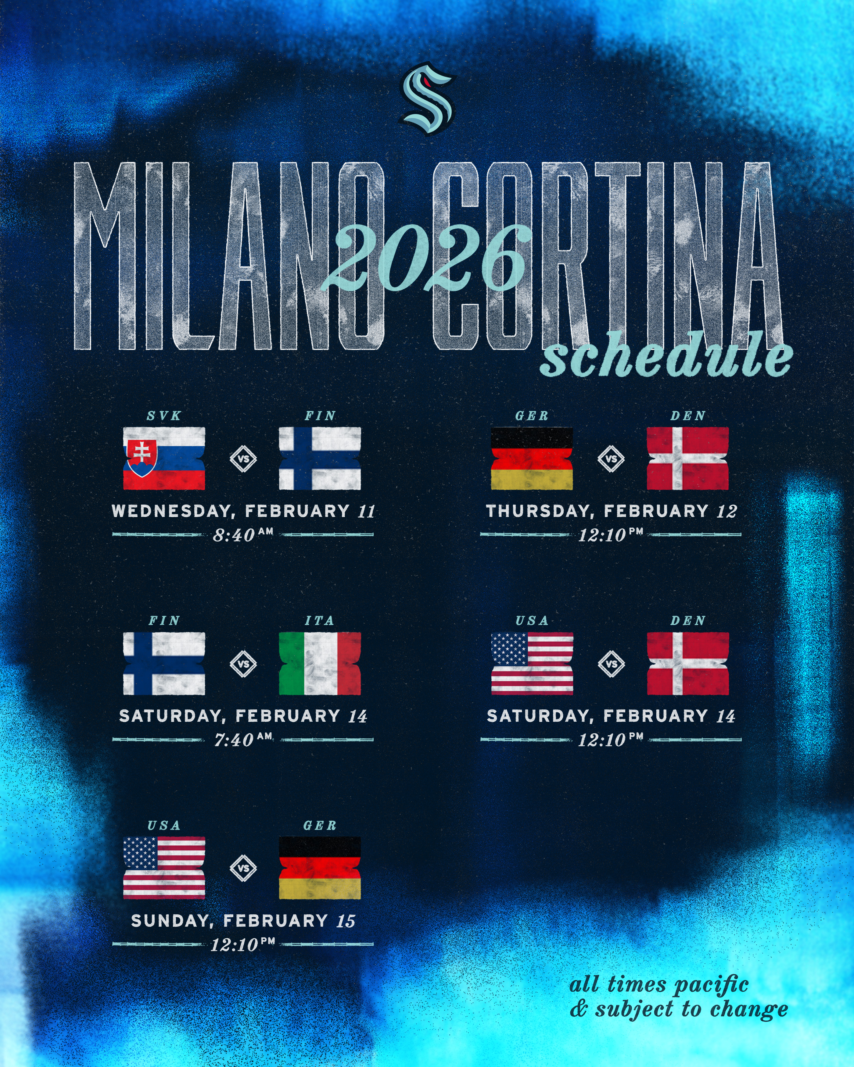 2026 Milano Cortina Kraken Player Schedule